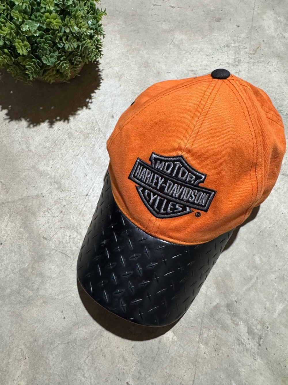 Haley‎ Davidson Baseball Cap Hat 100% Cotton Orange Black Biker Motorcycle